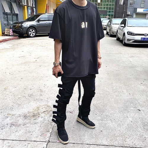 Askyurself T-shirts Wave Printed Letter 3M Reflective
