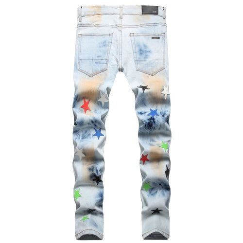 Amiri Jeans Stars Ripped Stretch Jeans