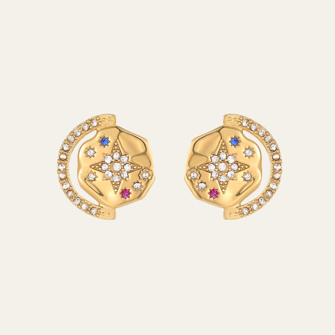 My Sun, Moon & Stars Studs Gold