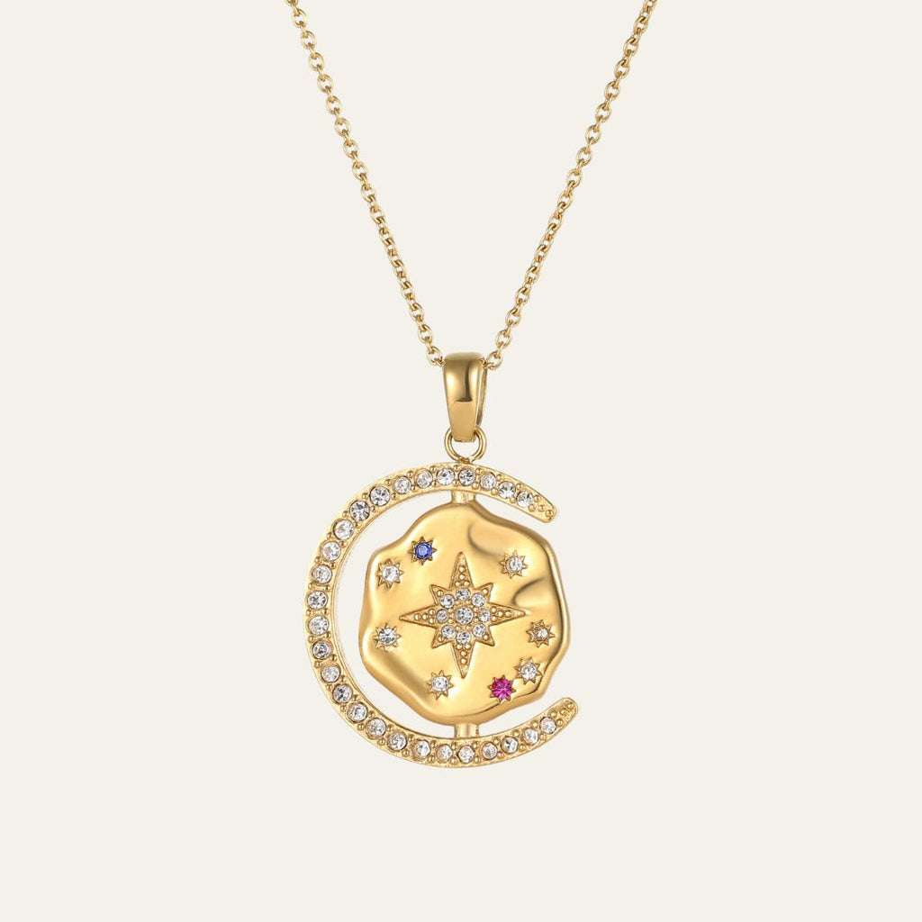 My Sun, Moon & Stars Necklace & Stud Set - Gold