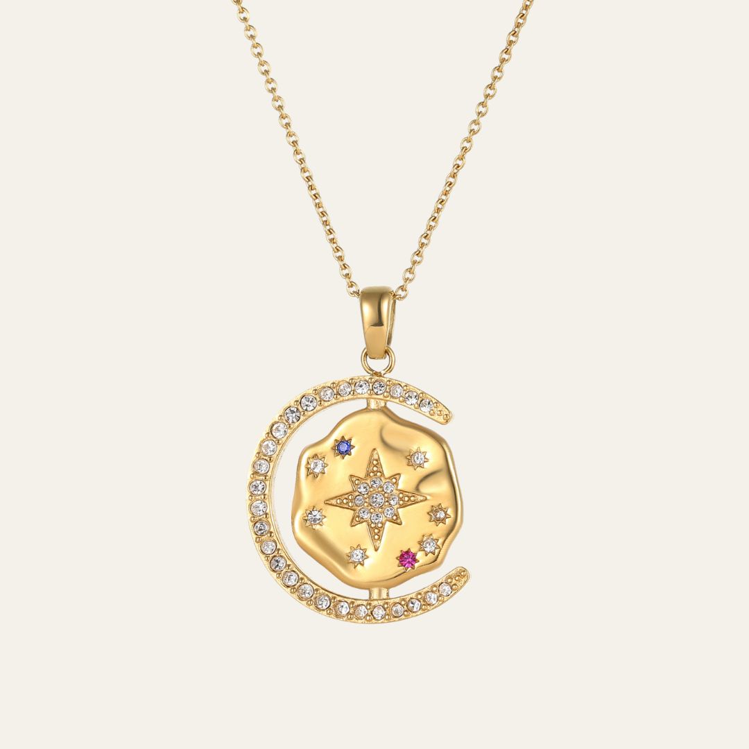 My Sun, Moon & Stars Necklace & Stud Set - Gold