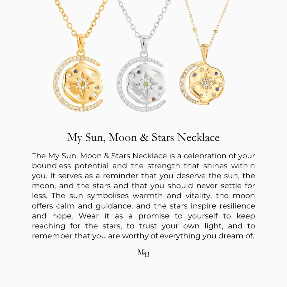 My Sun, Moon & Stars Necklace & Stud Set - Gold